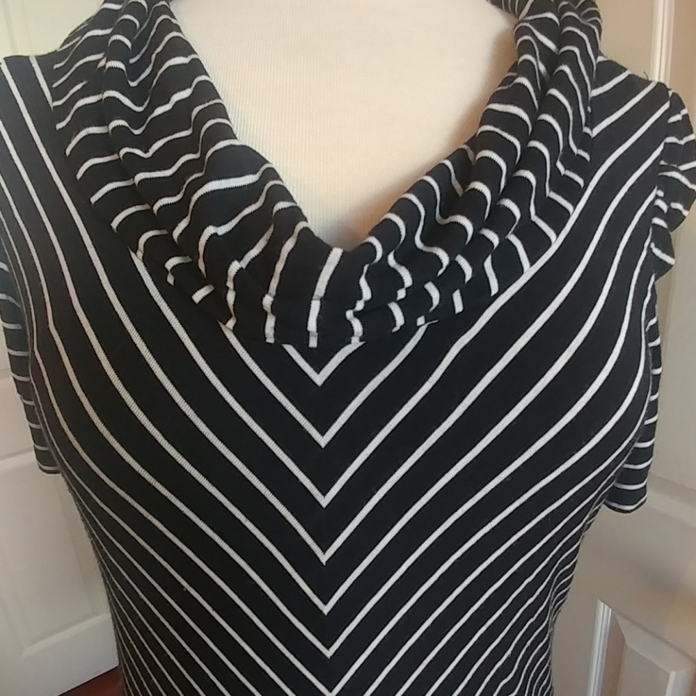 Size 14 Women’s Black & White Striped A-Line Dress - Picture 2 of 6